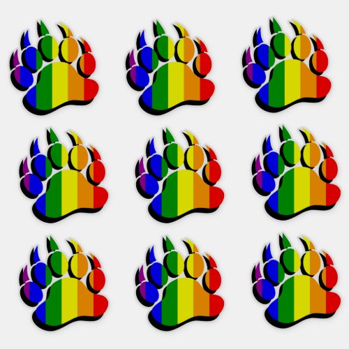 Cool Rainbow Flag Bear Paw Sticker