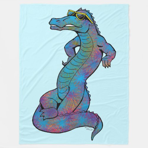 Cool Rainbow Gator Fleece Blanket