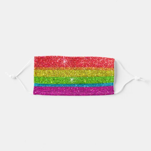 Cool Rainbow Glitter Stripes Summer Fun Gay Pride Adult Cloth Face Mask