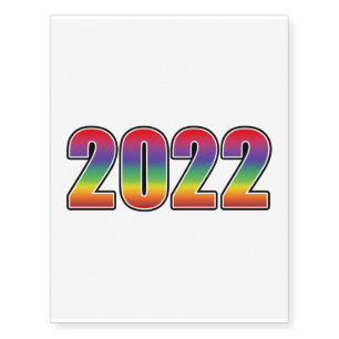 Cool Rainbow Happy New Year 2022 Celebration Temporary Tattoos