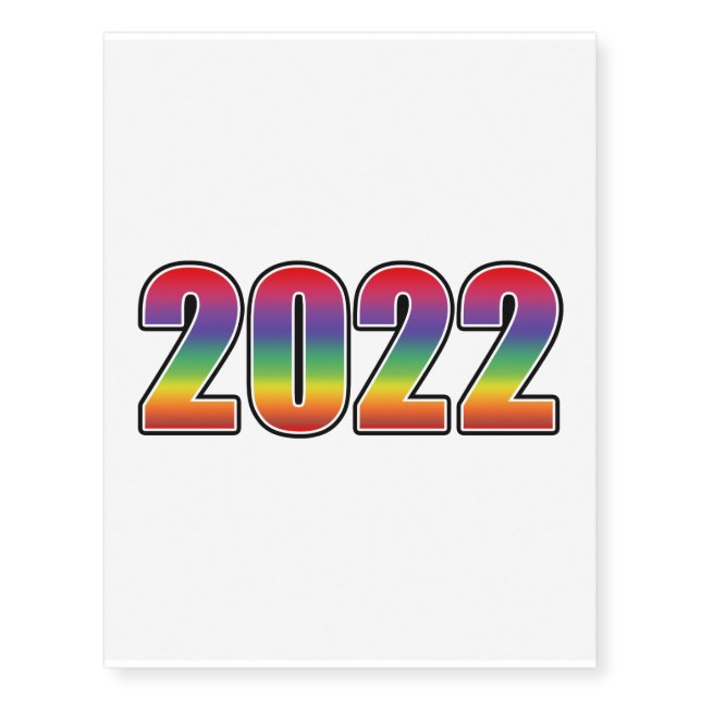 Cool Rainbow Happy New Year 2022 Celebration Temporary Tattoos (Front)