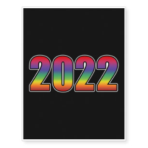 Cool Rainbow Happy New Year 2022 Celebration Temporary Tattoos