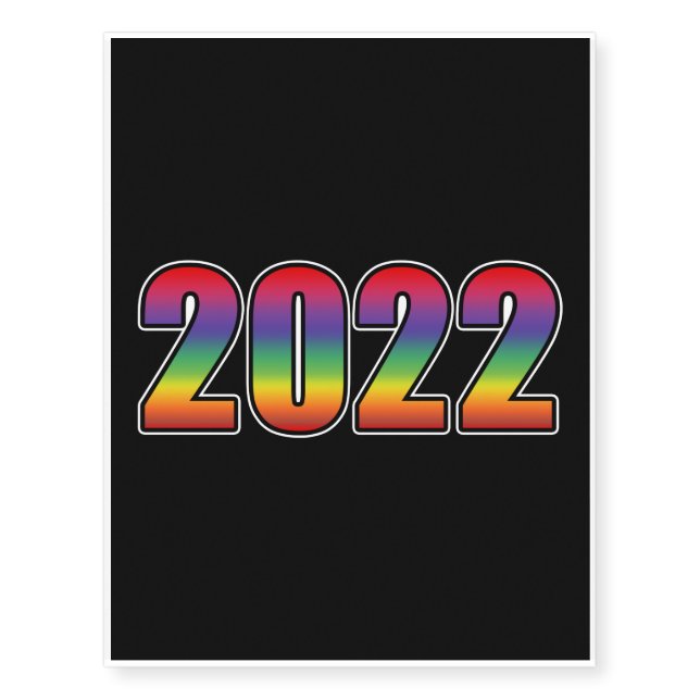 Cool Rainbow Happy New Year 2022 Celebration Temporary Tattoos (Front)