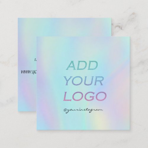 Cool Rainbow Holographic Add Your Logo  Square Business Card