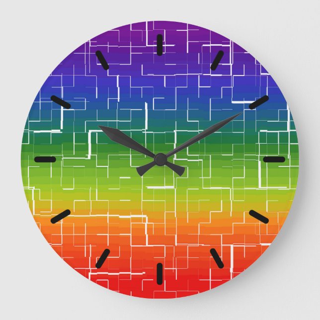 Cool Rainbow Pattern Large Clock (Front)