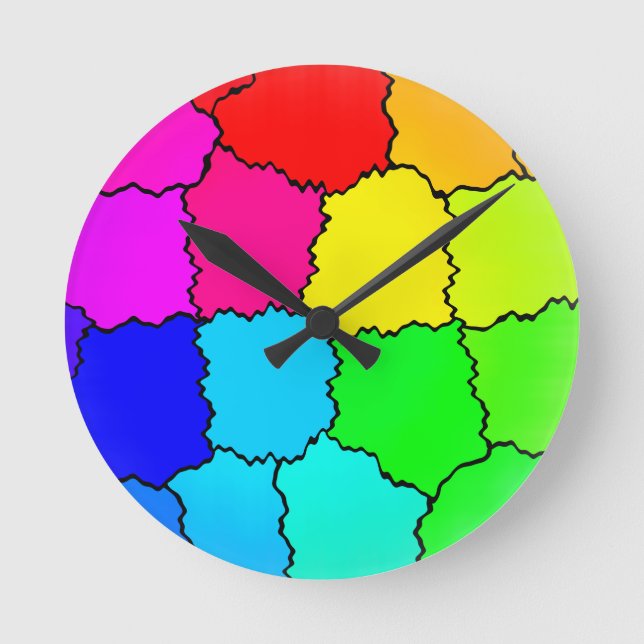 Cool Rainbow Pattern Round Clock (Front)
