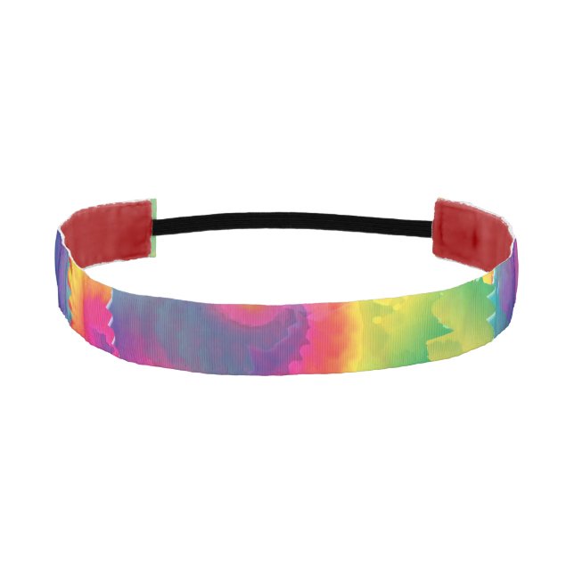 Cool Rainbow Tie Dye Pattern Athletic Headband (Front)