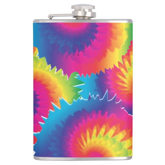Cool Rainbow Tie Dye Pattern Flask (Front)