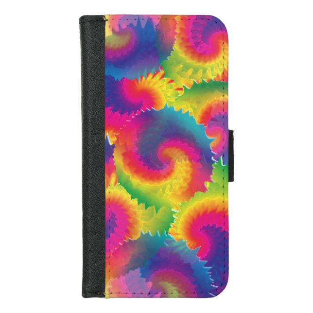 Cool Rainbow Tie Dye Pattern iPhone Wallet Case (Front)