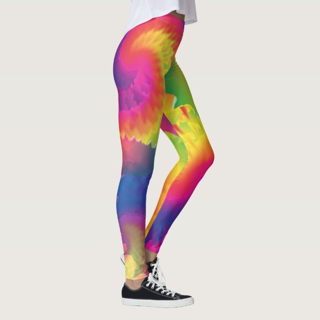 Cool Rainbow Tie Dye Pattern Leggings (Right)