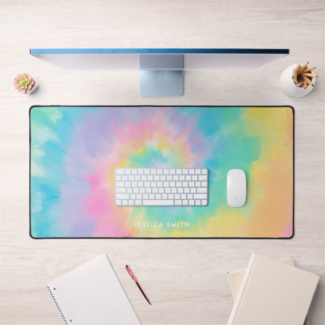 Cool Rainbow Tie Dye Pattern Personalized Desk Mat (Office 1)