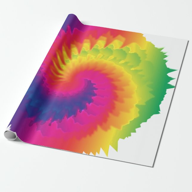 Cool Rainbow Tie Dye Wrapping Paper (Unrolled)
