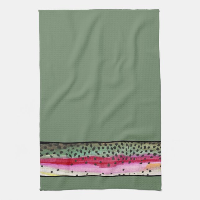Cool Rainbow Trout Skin Fisherman's Towel (Vertical)