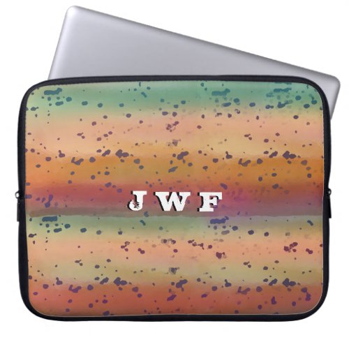 Cool Rainbow Trout Skin Pattern with Monogram Laptop Sleeve