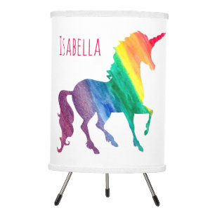 Cool Rainbow Watercolor Unicorn Beautiful Kids Tripod Lamp