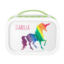 Cool Rainbow Watercolor Unicorn Kids Beautiful Lunch Box