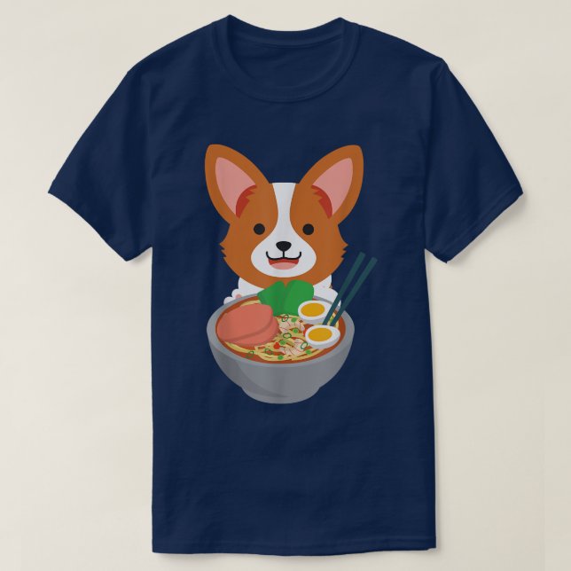 Cool Ramen Tshirt Kawaii Anime Corgi Otaku Japanes (Design Front)