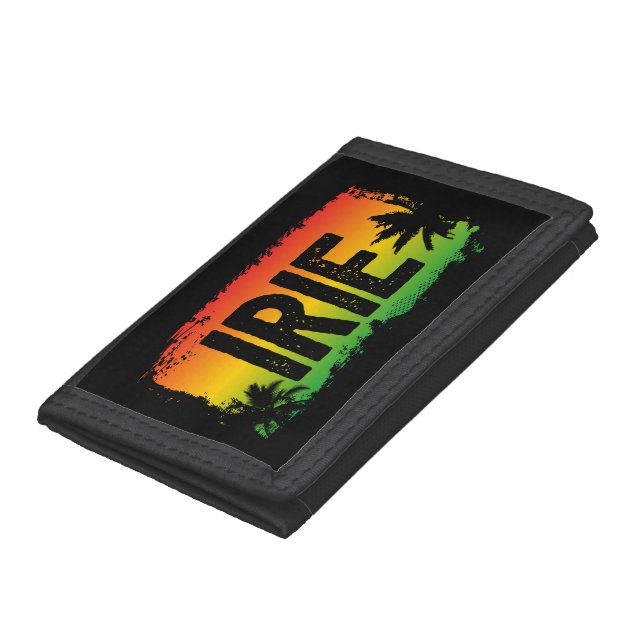 Cool Rastafarian Flag Coloured IRIE Sunset Palms Trifold Wallet (Bottom)