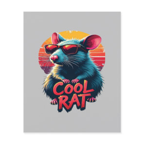 Cool Rat with Sunglasses Retro Sunset Design