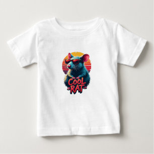 Cool Rat with Sunglasses Retro Sunset Design Baby T-Shirt
