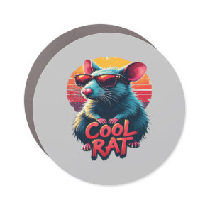 Cool Rat with Sunglasses Retro Sunset Design Car Magnet