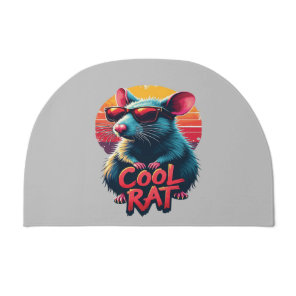 Cool Rat with Sunglasses Retro Sunset Design Doormat