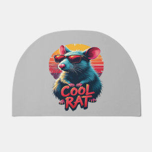 Cool Rat with Sunglasses Retro Sunset Design Doormat