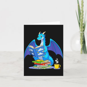 Cool Reading Books Dragon Book Lover Bookworm Men Card