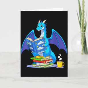 Cool Reading Books Dragon Book Lover Bookworm Men Card