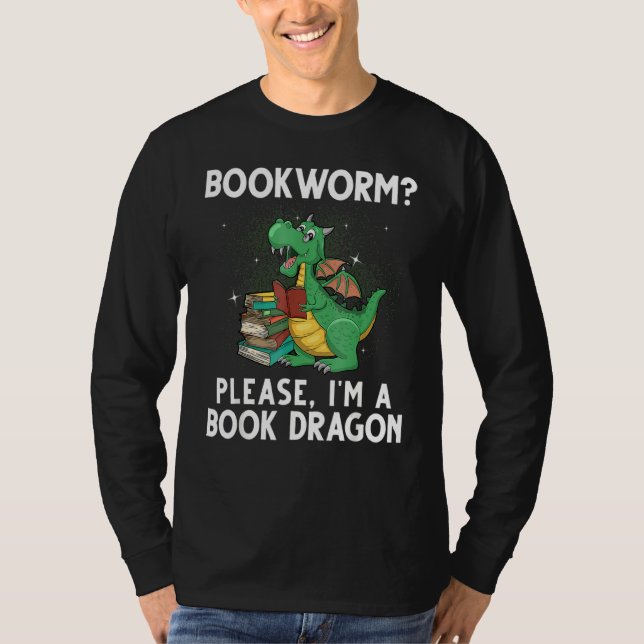 Cool Reading For Men Women Book Dragon Reader Libr T-Shirt (Front)