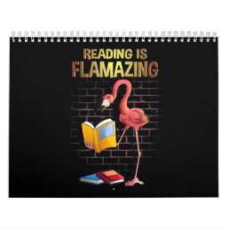cool reading is flamazing  funny flamingo book calendar
