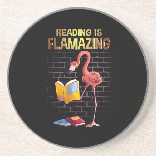 cool reading is flamazing  funny flamingo book coaster