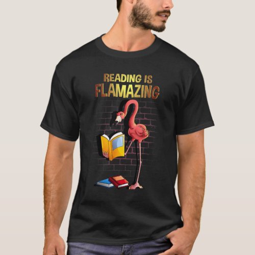 Cool Reading Is Flamazing Funny Flamingo Book Read T_Shirt