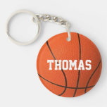 Cool Realistic Basketball With Name Monogram Keychain at Zazzle