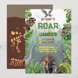 Cool Realistic Dinosaur Birthday Invitation