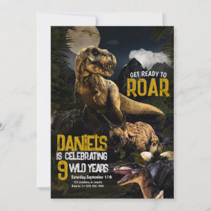 Cool Realistic Dinosaur Birthday Wild Invitation