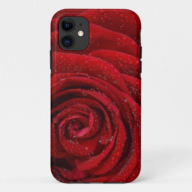 Cool Realistic Raindrops on a Red Rose Phone Case (Back)