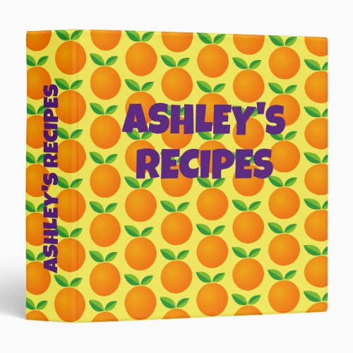 Cool recipe binder with fresh orange fruit pattern