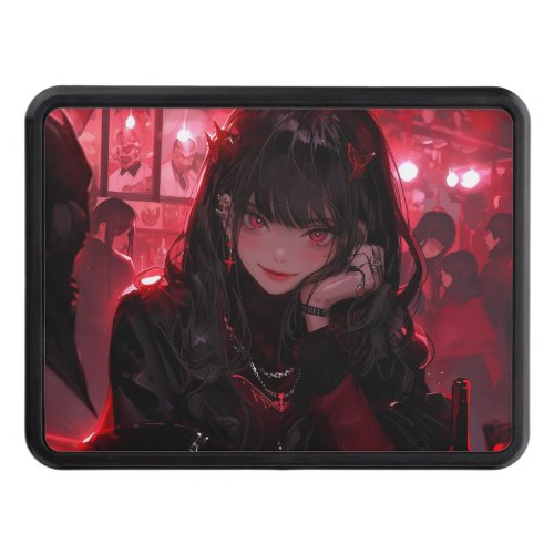 Cool Red and Black Flirty Vampire Anime Girl Night Hitch Cover