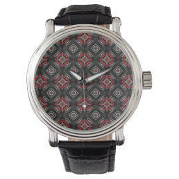Cool Red and Black Geometric Pattern Watch