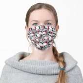 Cool Red And Gray Skeleton Skull Pattern Adult Cloth Face Mask (Worn)