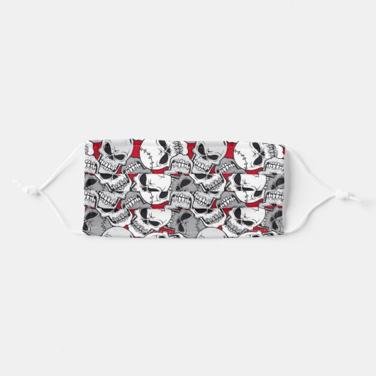 Cool Red And Gray Skeleton Skull Pattern Adult Cloth Face Mask (Front, Folded)