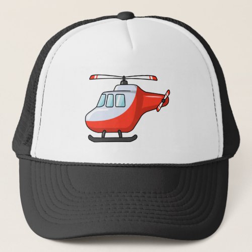 Cool Red and White Cartoon Helicopter Trucker Hat
