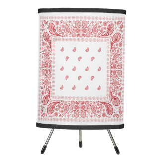 Cool red and white paisley pattern tripod lamp
