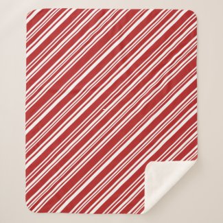 Cool Red and White Peppermint Candy Stripes Sherpa Blanket