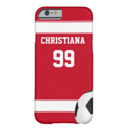 Cool red and white stripes jersey soccer ball barely there iPhone 6 case