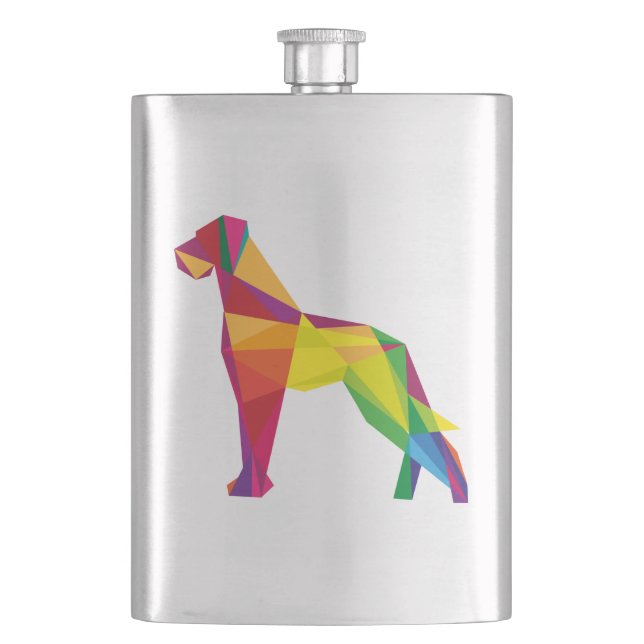 Cool red and yellow abstract Great Dane illustrati Hip Flask (Front)