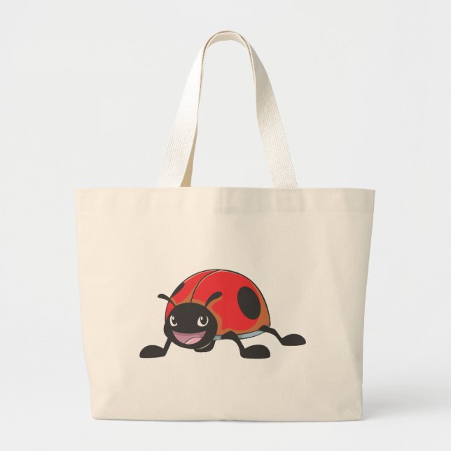 Cool Red Baby Ladybug Cartoon Large Tote Bag (Front)