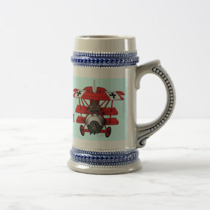 Cool red baron plane beer mug design