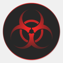 Cool Red &amp; Black Chemical Biohazard Danger Symbol Classic Round Sticker